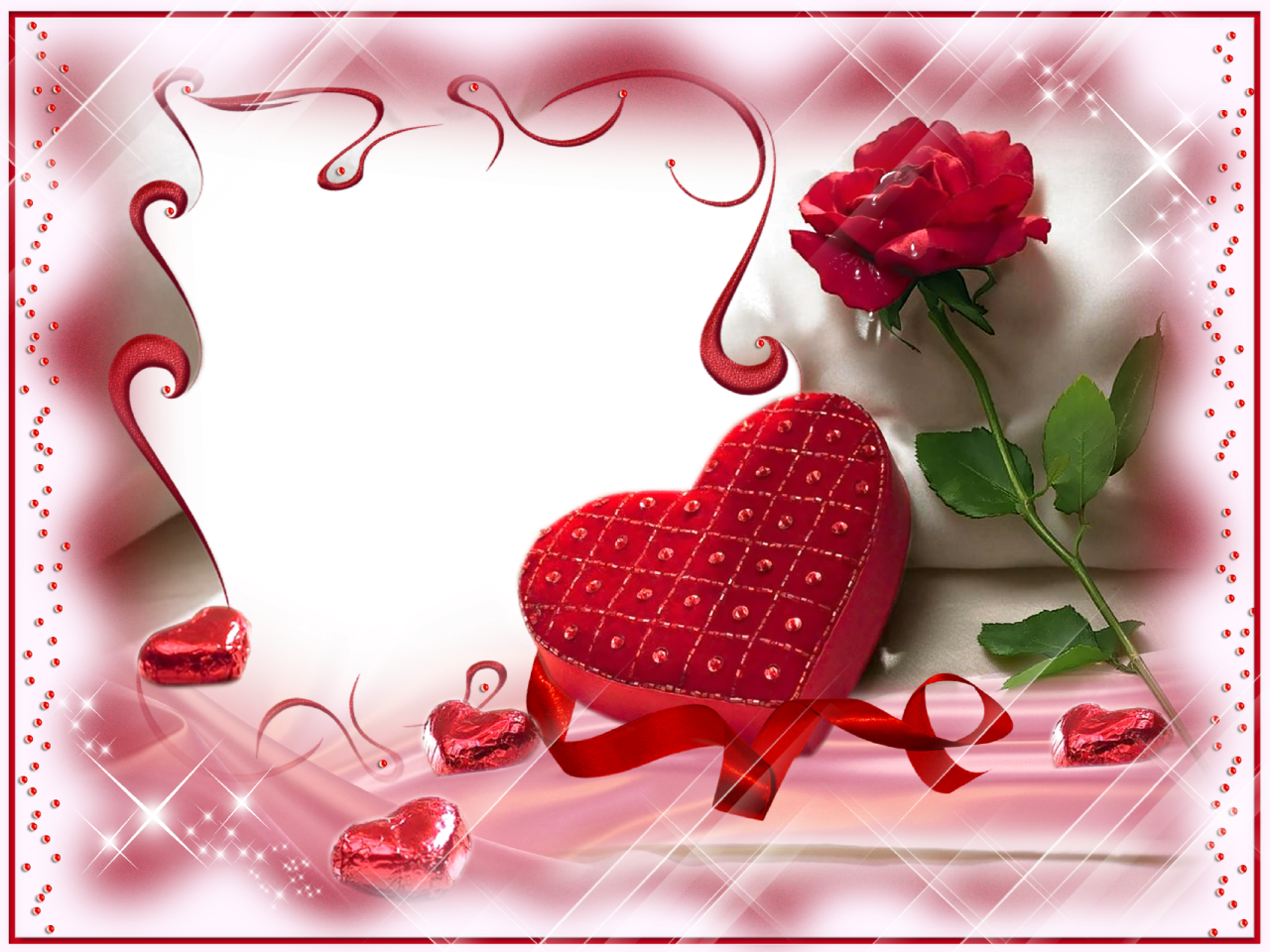 Romantic Heart Photo Framewith Rose