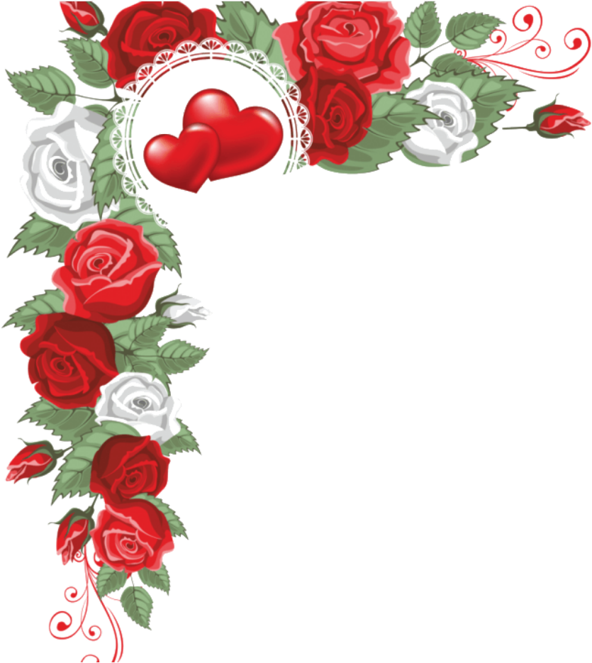 Romantic Heartand Roses Border