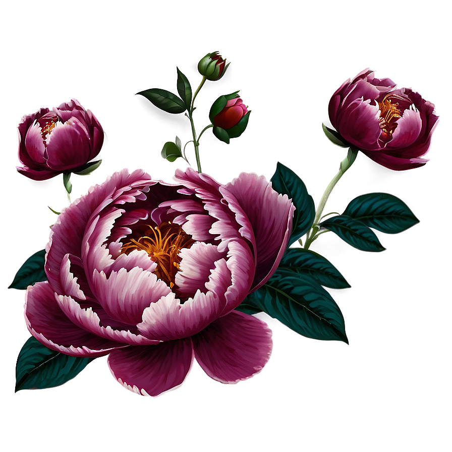 Romantic Peony Pattern Png 43