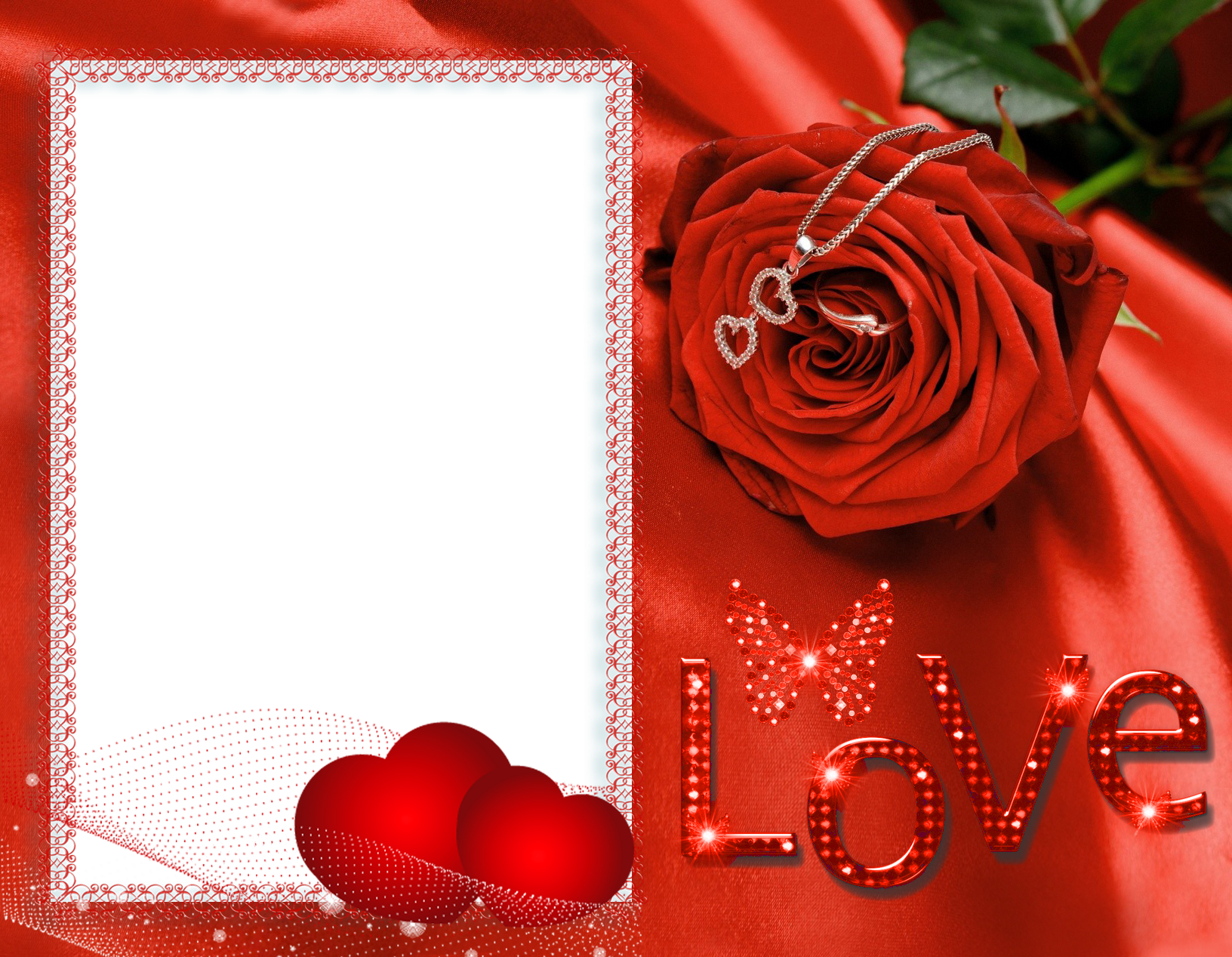 Romantic Red Rose Love Photo Frame