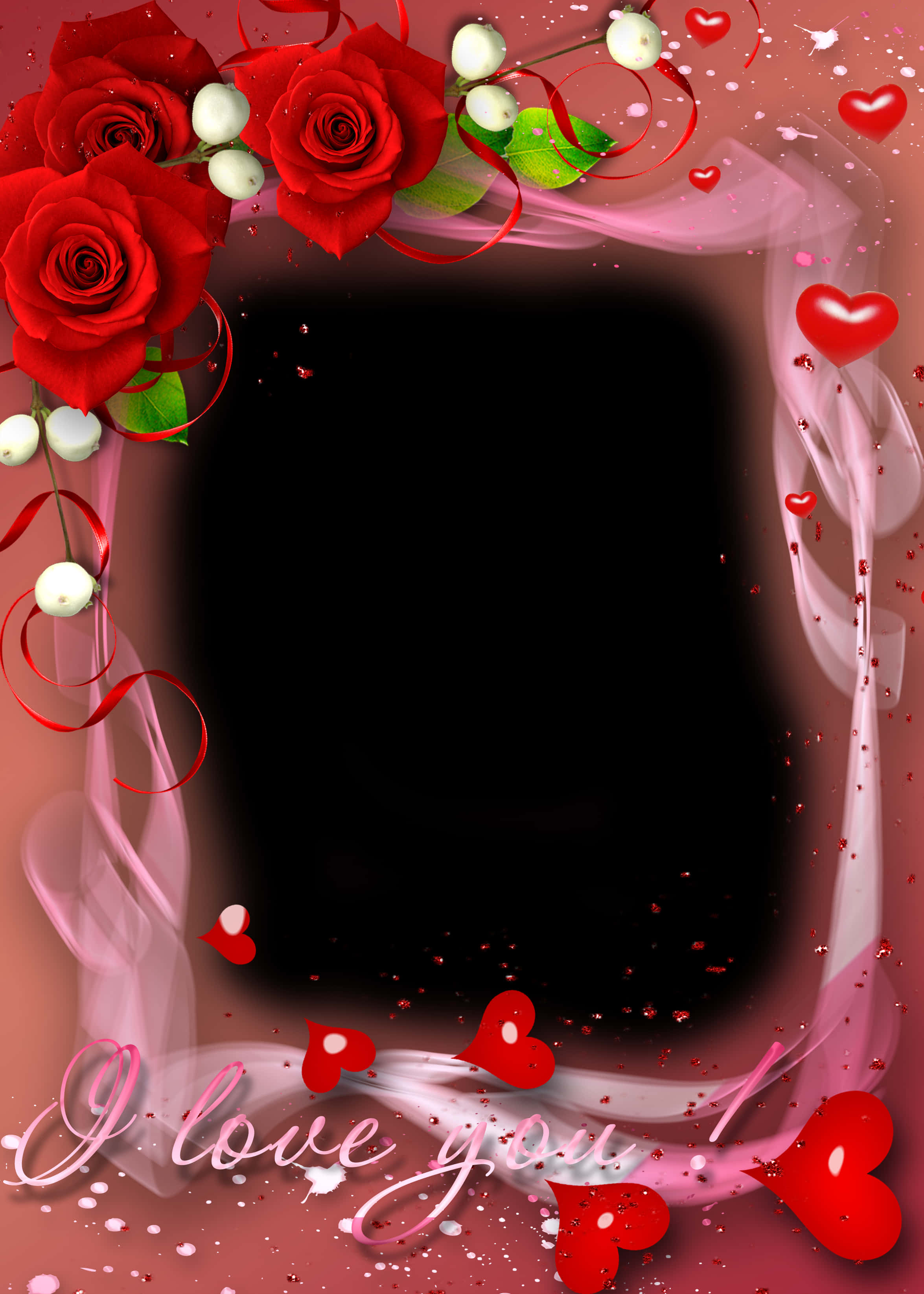 Romantic Red Roses Love Frame