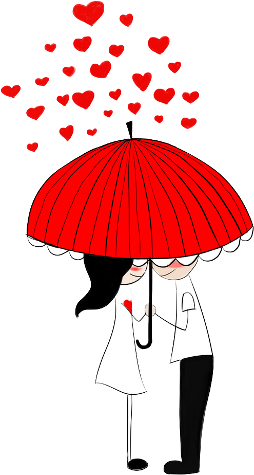 Romantic Umbrella Love Illustration