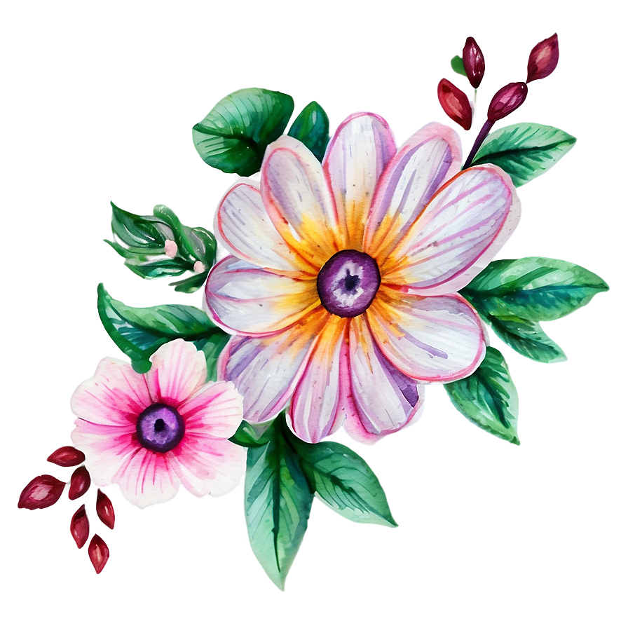 Romantic Watercolor Flowers Png Esp18