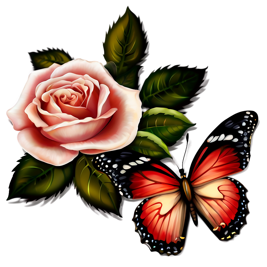 Rose And Butterfly Clipart Png 26