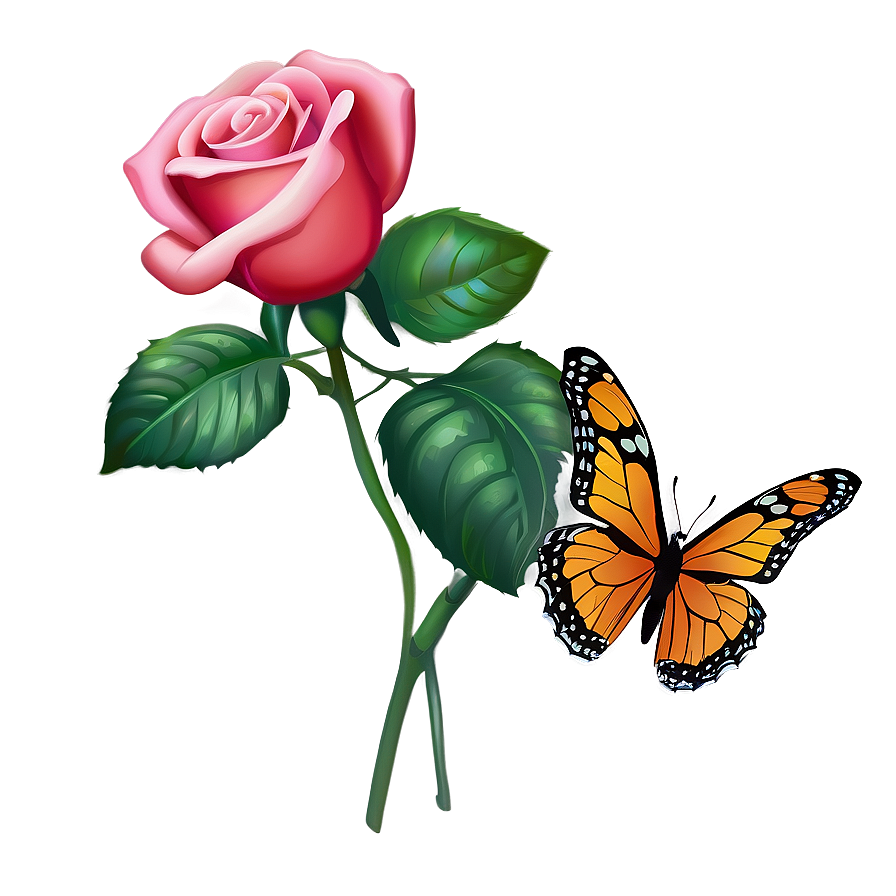 Rose And Butterfly Clipart Png 44