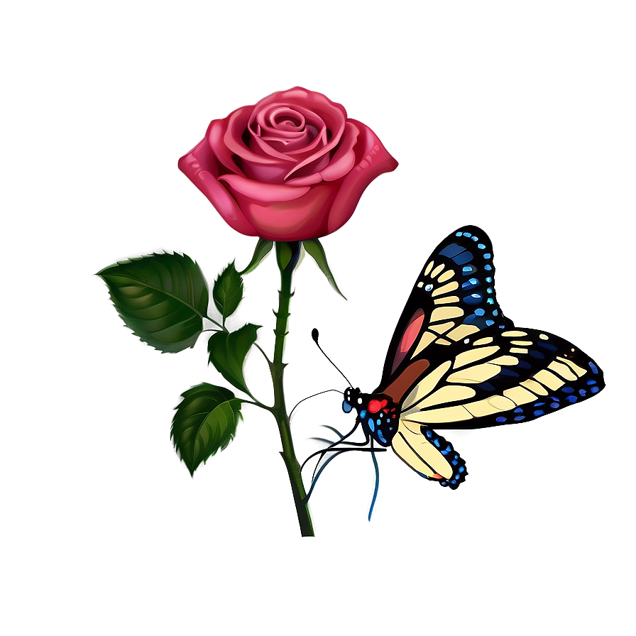 Rose And Butterfly Clipart Png Glv1