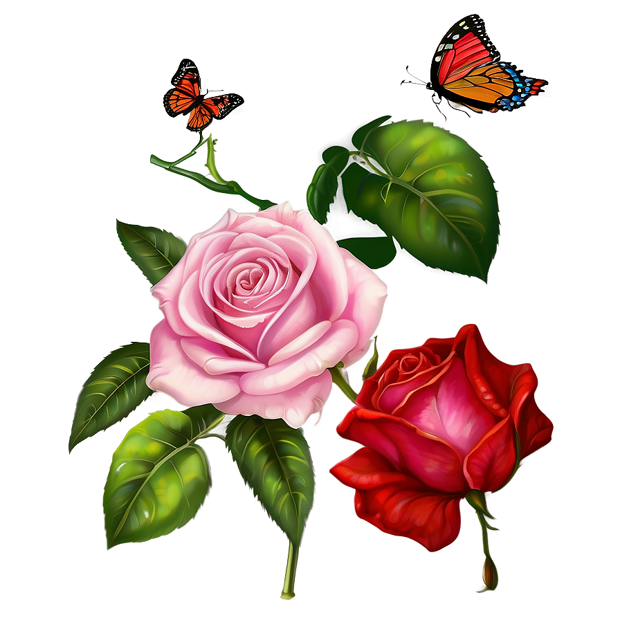 Rose And Butterfly Clipart Png Txu64