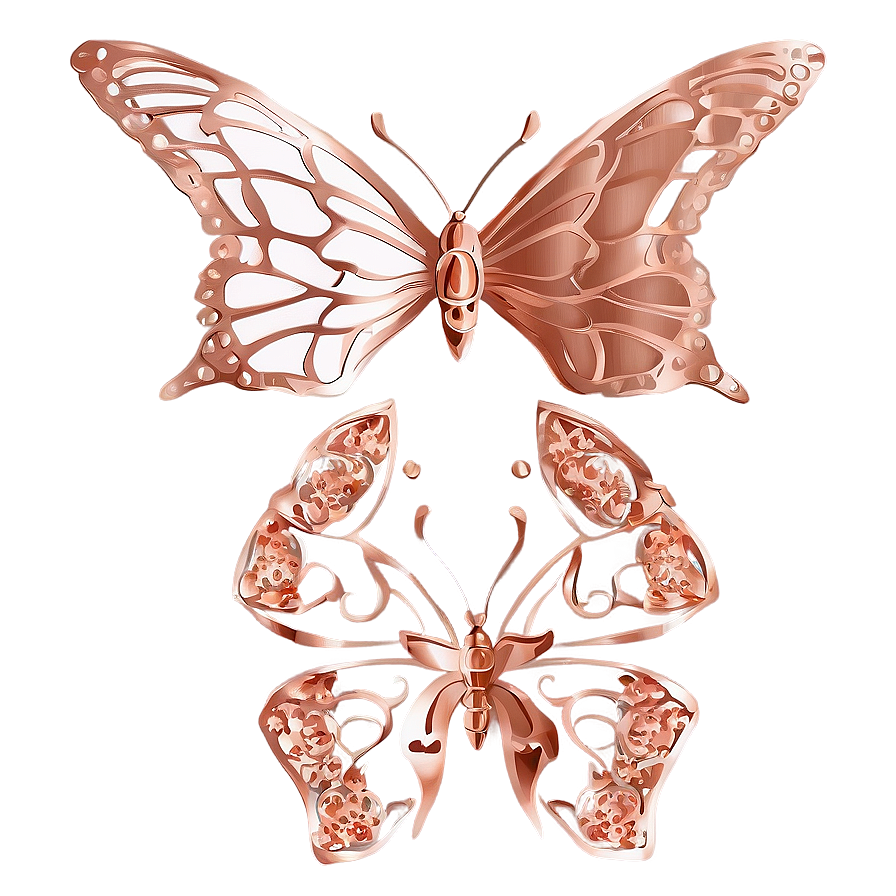 Rose Gold Butterfly Graphic Png Snb