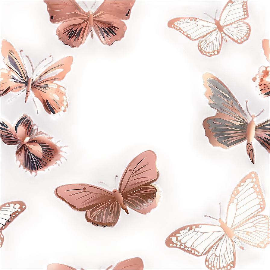 Rose Gold Butterfly Textile Png Tlq42