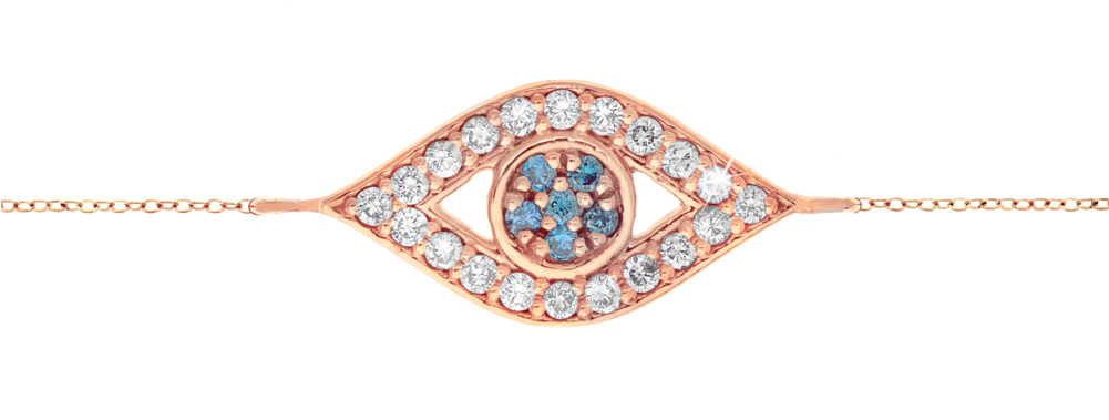 Rose Gold Evil Eye Braceletwith Diamondsand Sapphires