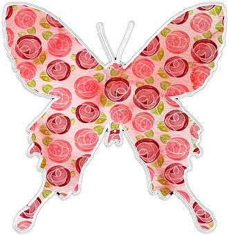 Rose Patterned Butterfly Illustration