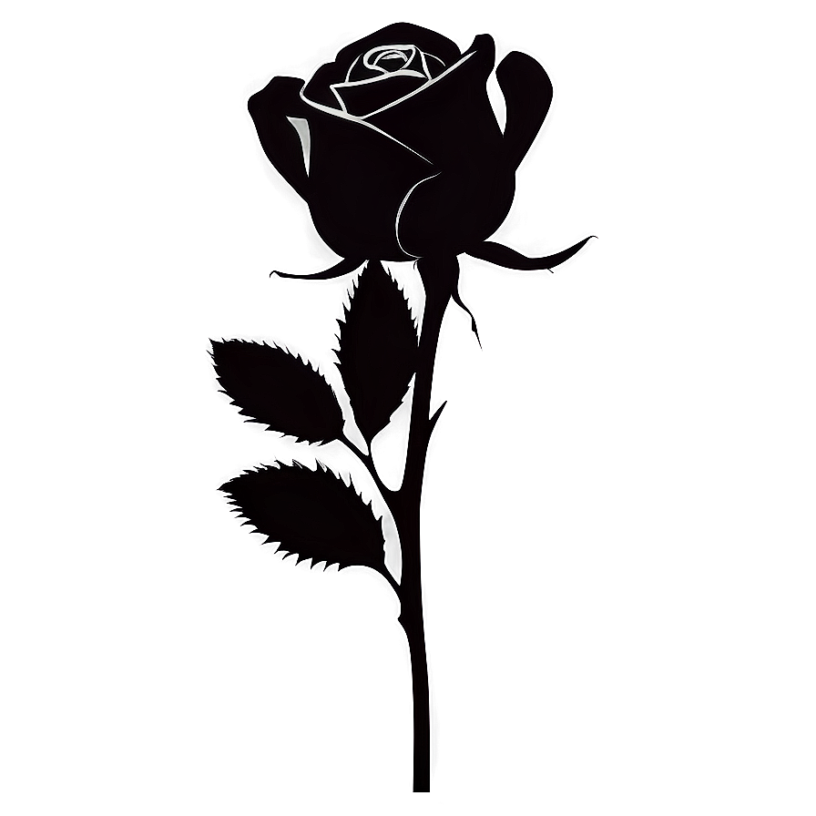 Rose Silhouette Black And White Png Fco