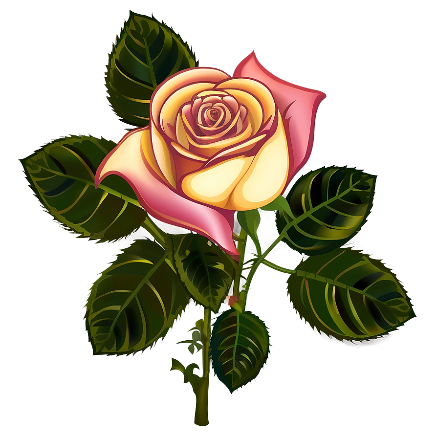 Rose With Leaves Clipart Png Xau