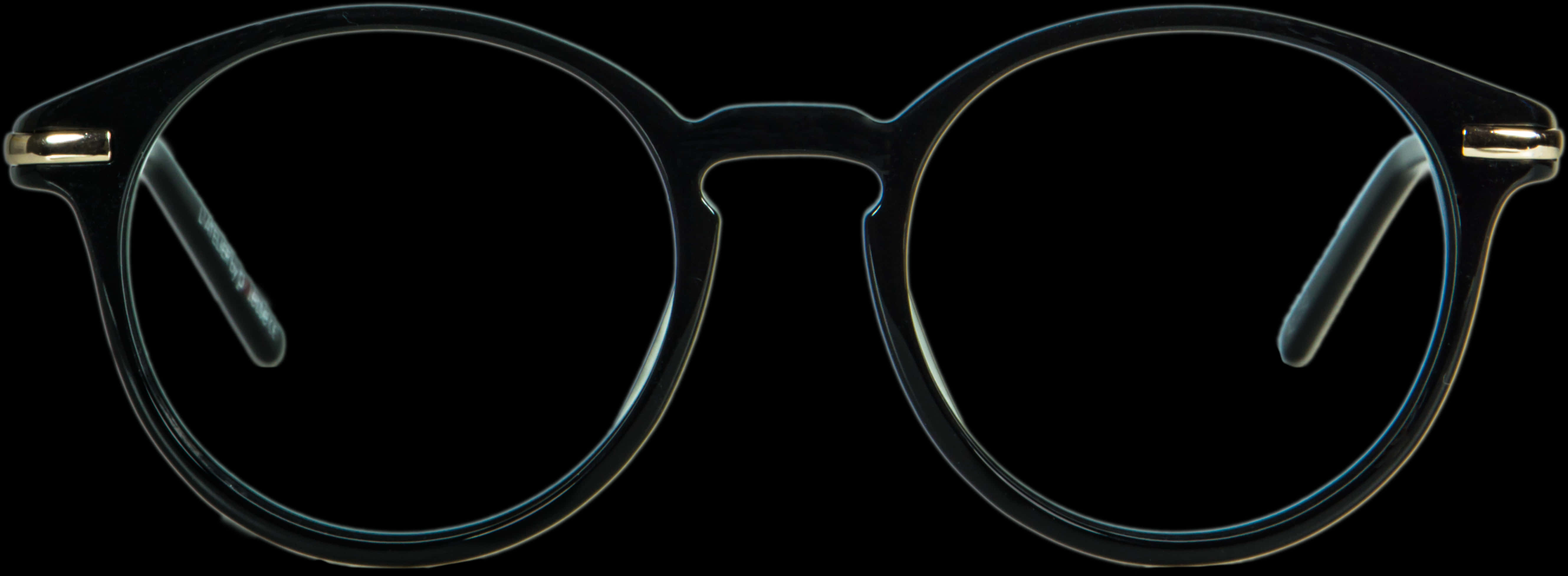 Round Frame Black Glasseson Black Background