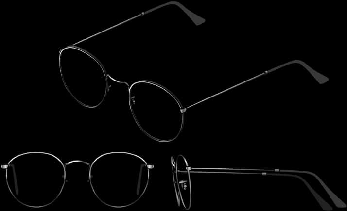 Round Glasses Black Background