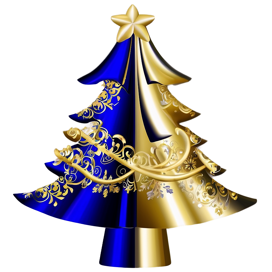 Royal Blue And Gold Christmas Tree Png Nsj