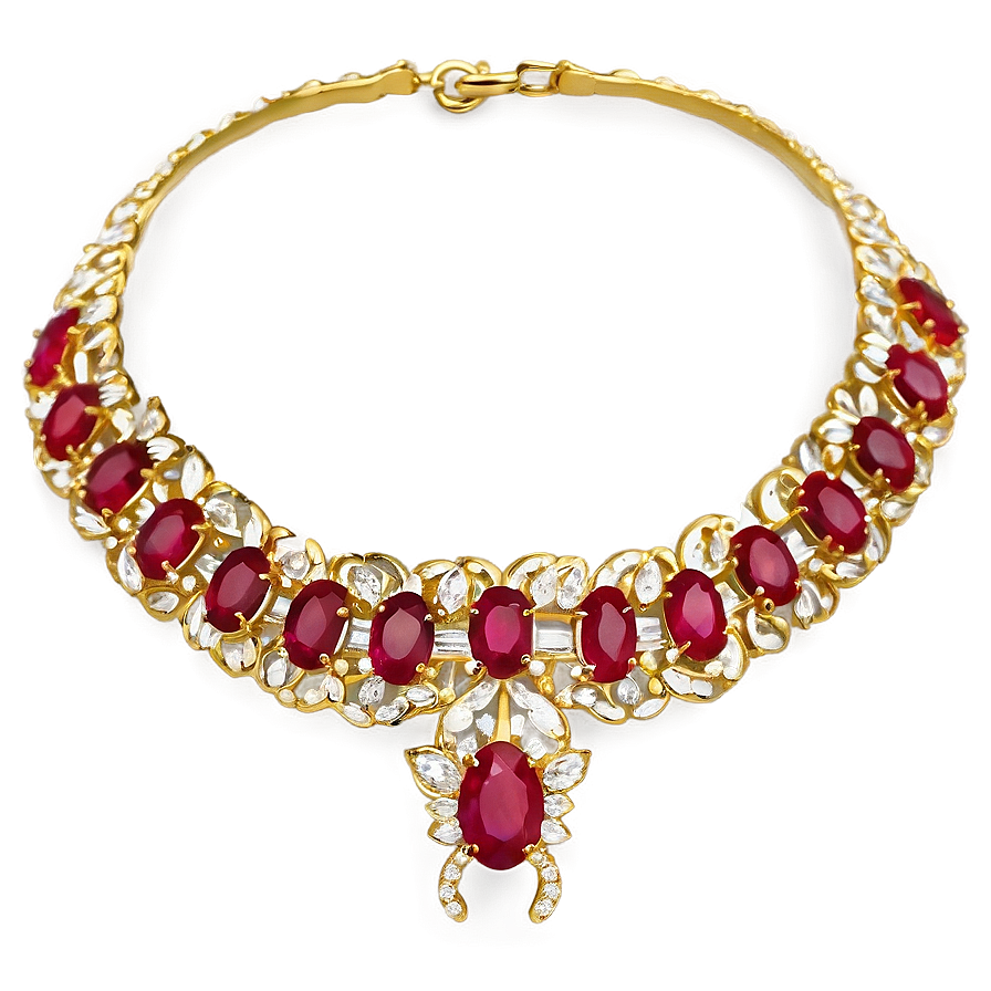 Ruby Gold Necklace Png 36