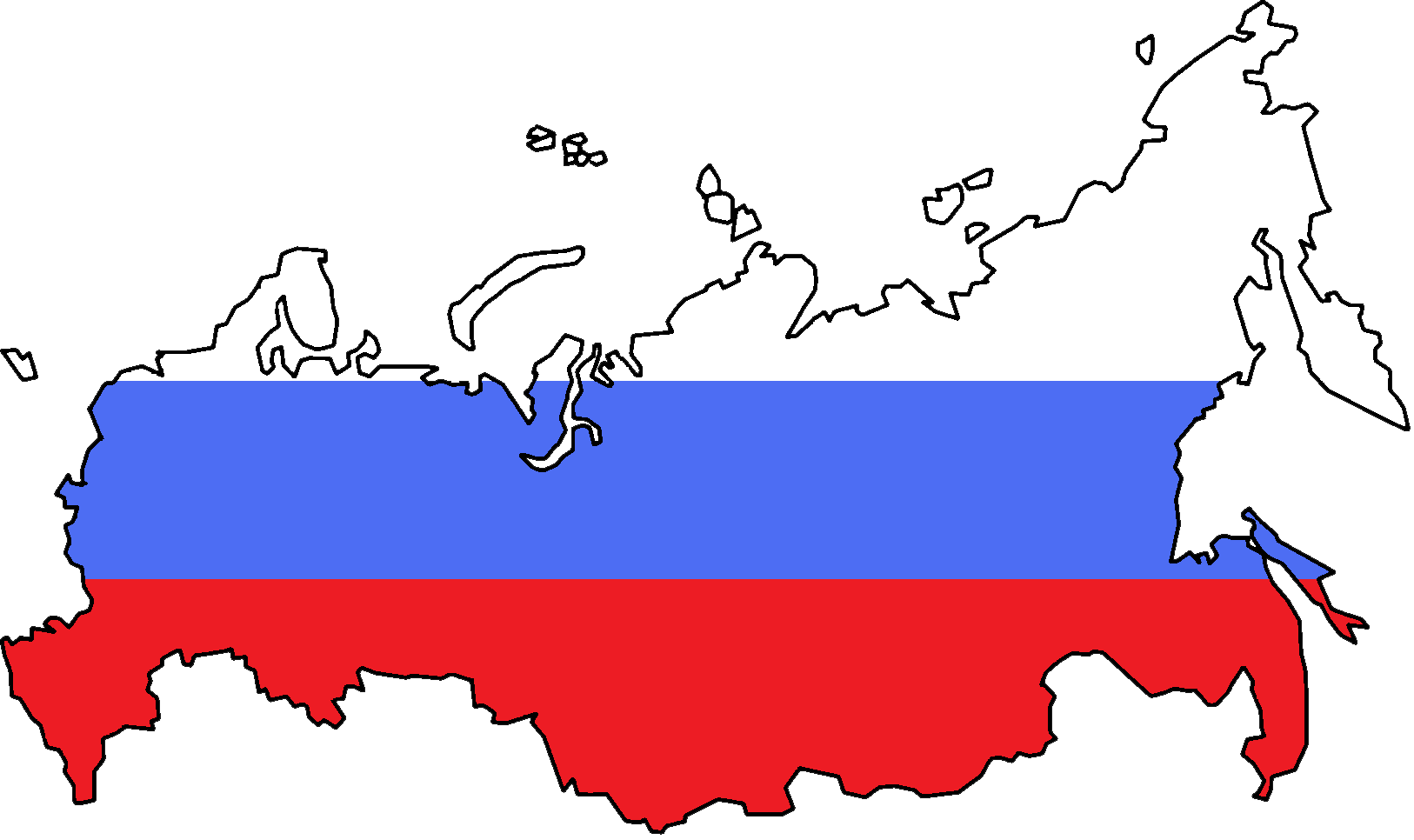 Russia Flag Map Outline