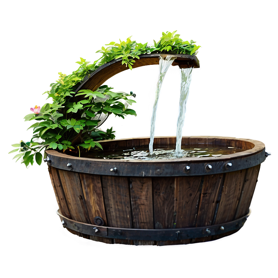 Rustic Barrel Fountain Png 74