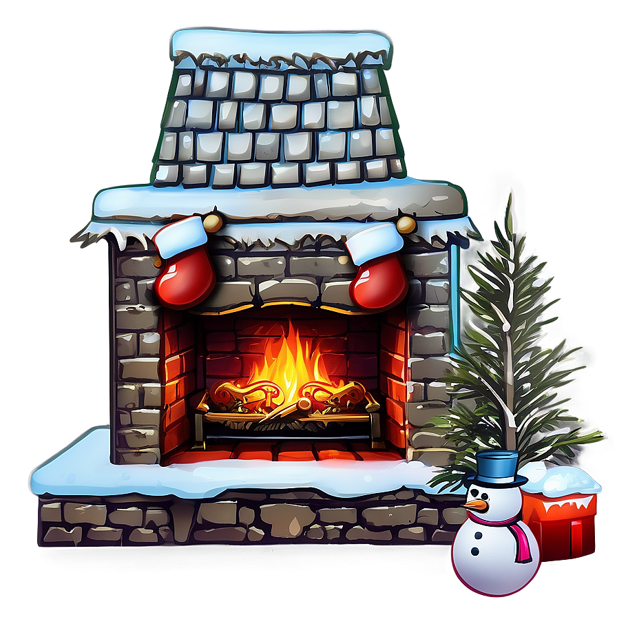 Rustic Christmas Fireplace Design Png 8