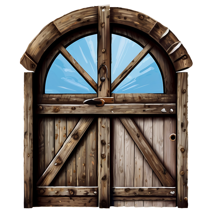 Rustic Closed Door Illustration Png Pcs