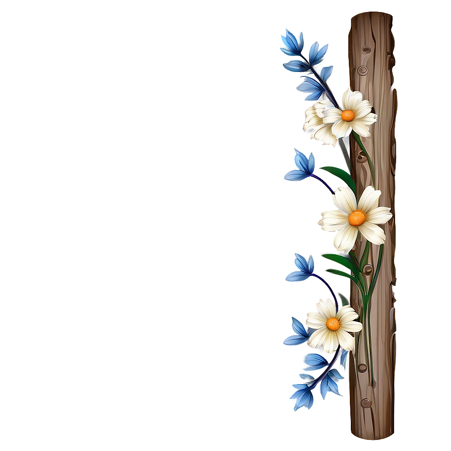 Rustic Corner Flower Design Png Prw