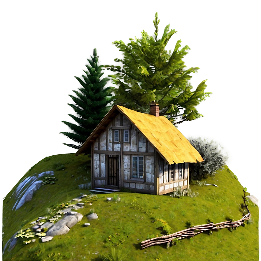 Rustic Cottage On A Hill Png Tim65