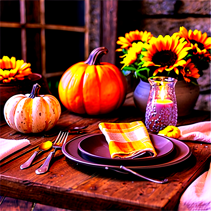 Rustic Fall Table Setting Png Pvg