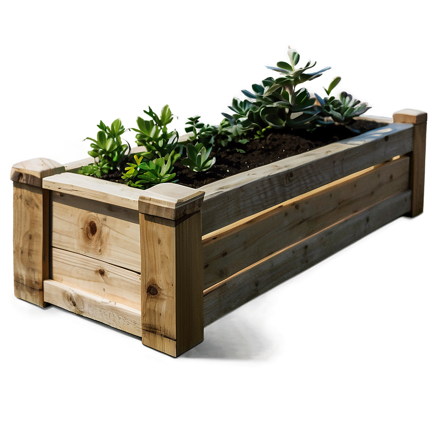 Rustic Wood Planter Box Png 06282024