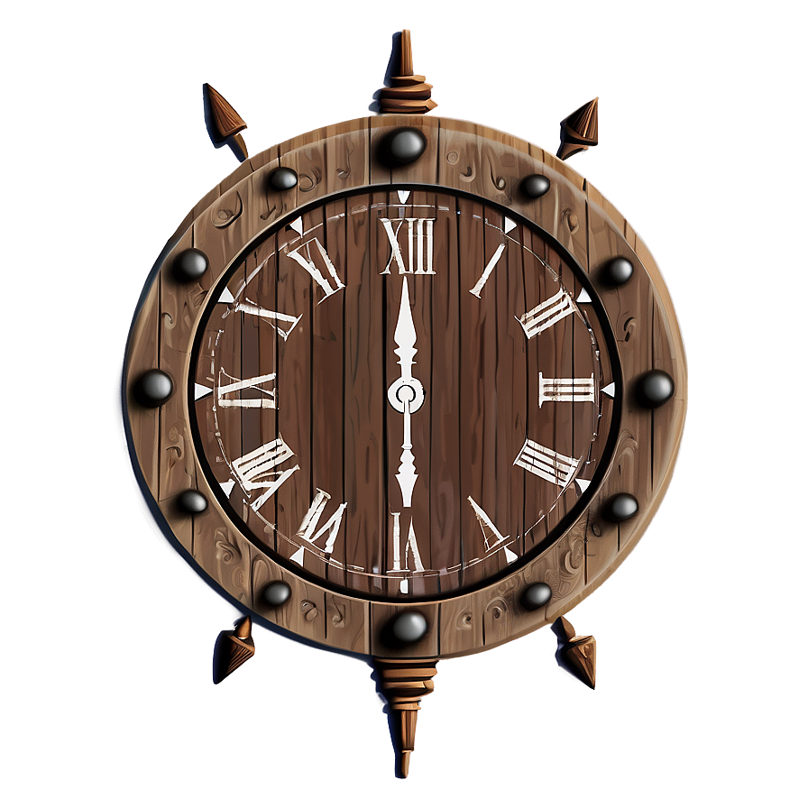 Rustic Wooden Clock Png 04292024