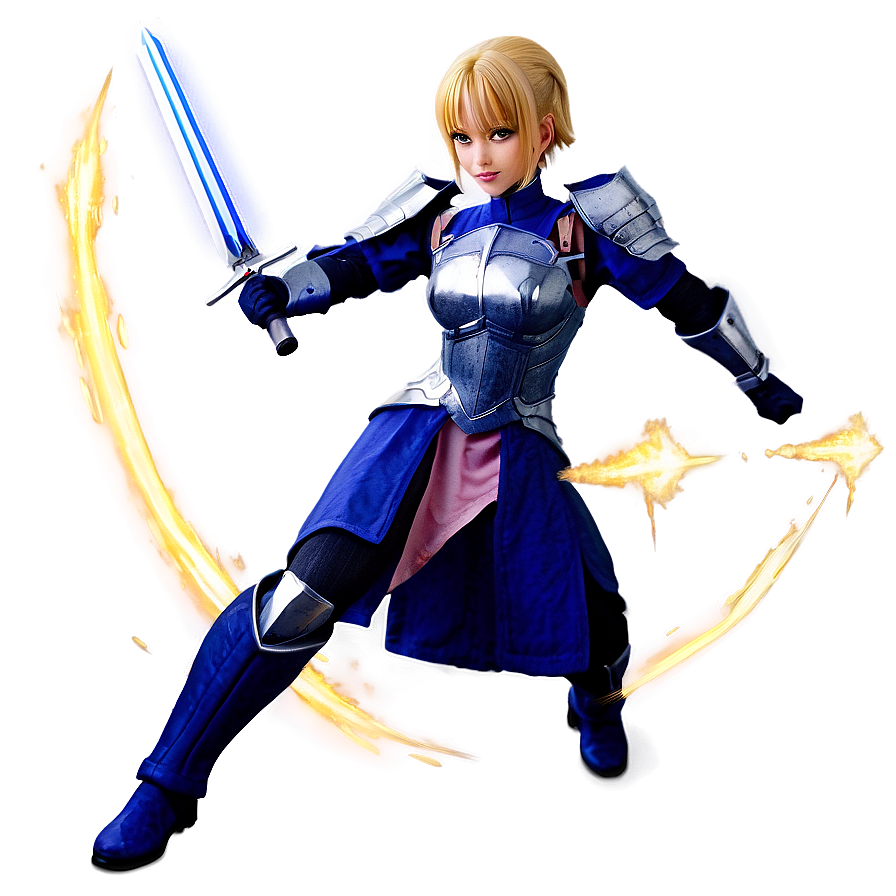 Saber In Battle Pose Png Whw