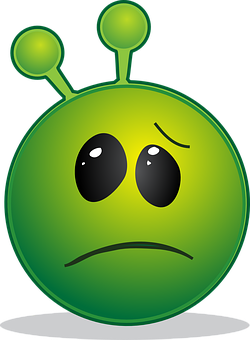 Sad Green Alien Cartoon