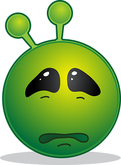 Sad Green Alien Cartoon