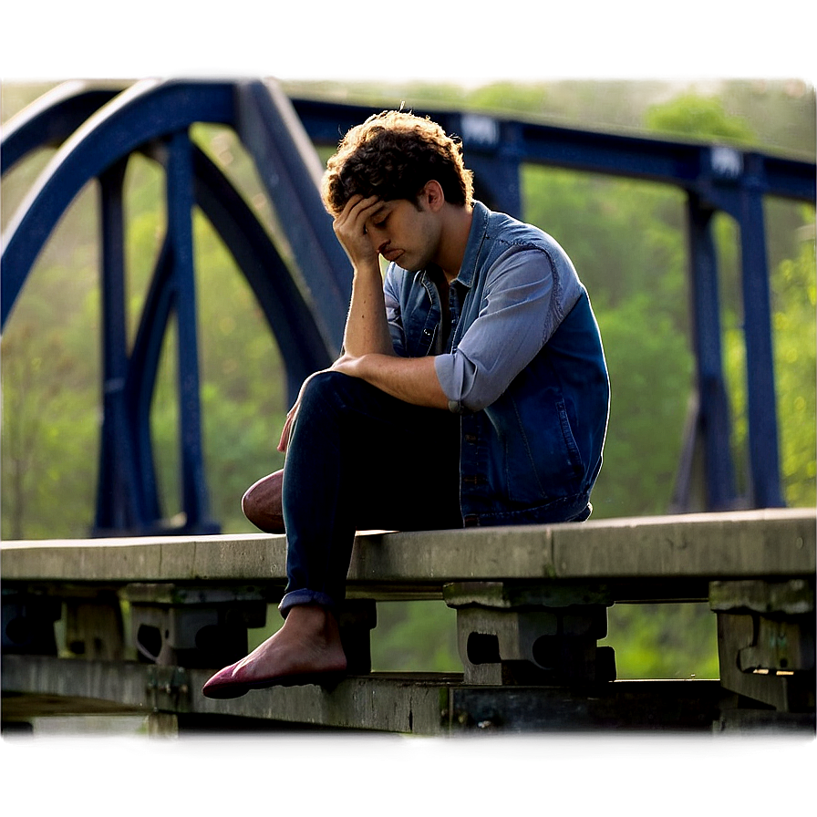 Sad Person On Bridge Png 06122024