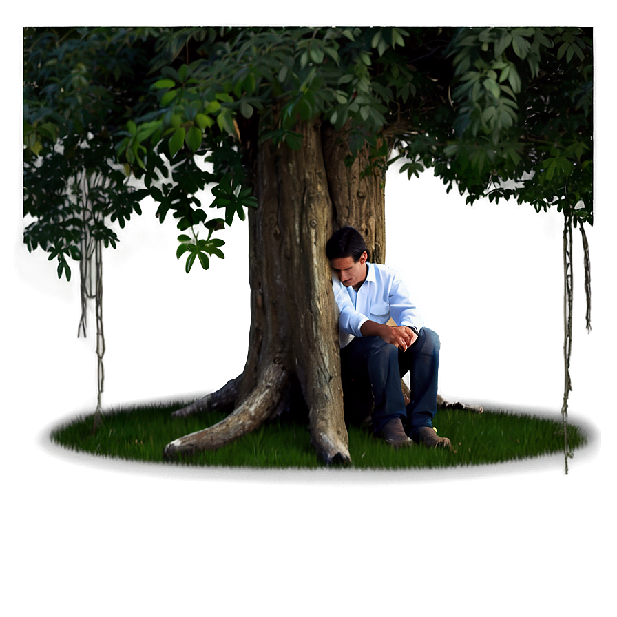 Sad Person Under Tree Png 55