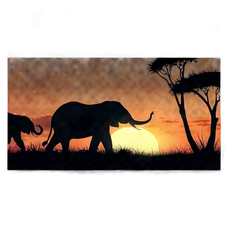 Safari Sunset Silhouettes Png Hrt