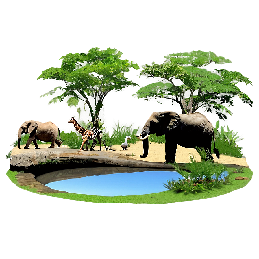 Safari Waterhole Animals Png Hmq