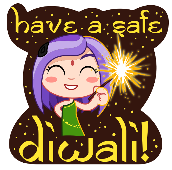 Safe Diwali Celebration Cartoon