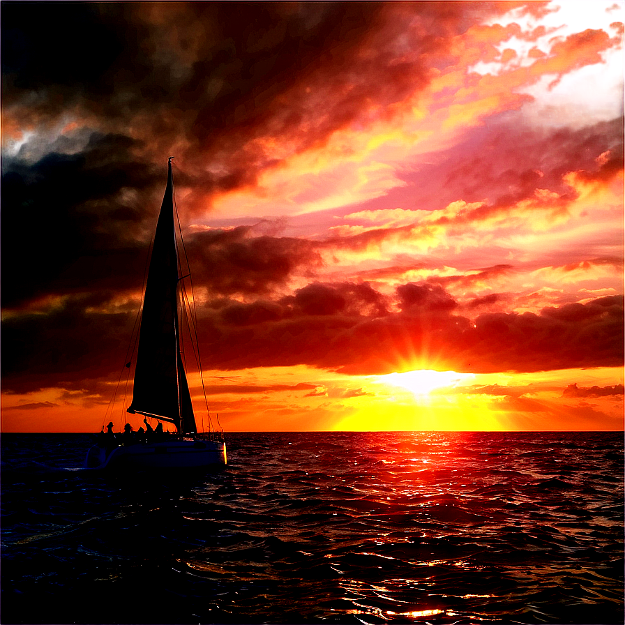 Sailing Into Sunset Horizon Png Flu