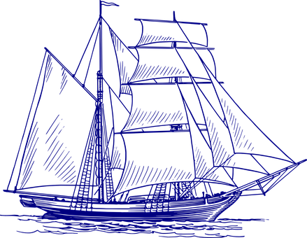 Sailing Ship Outline Art