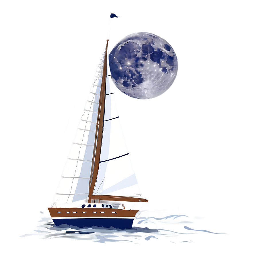 Sailing Under Full Moon Png 06242024