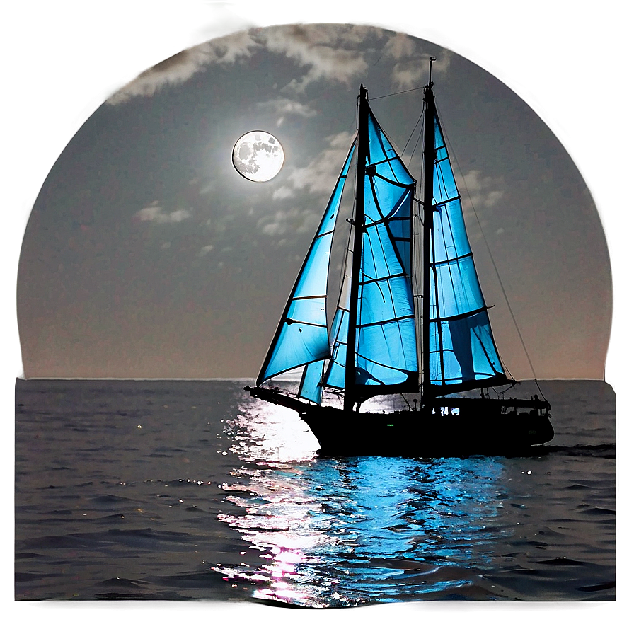 Sailing Under Full Moon Png 06242024