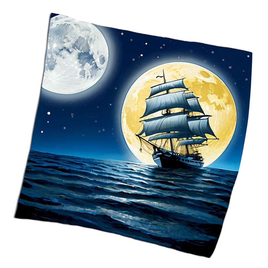 Sailing Under Full Moon Png Luh25