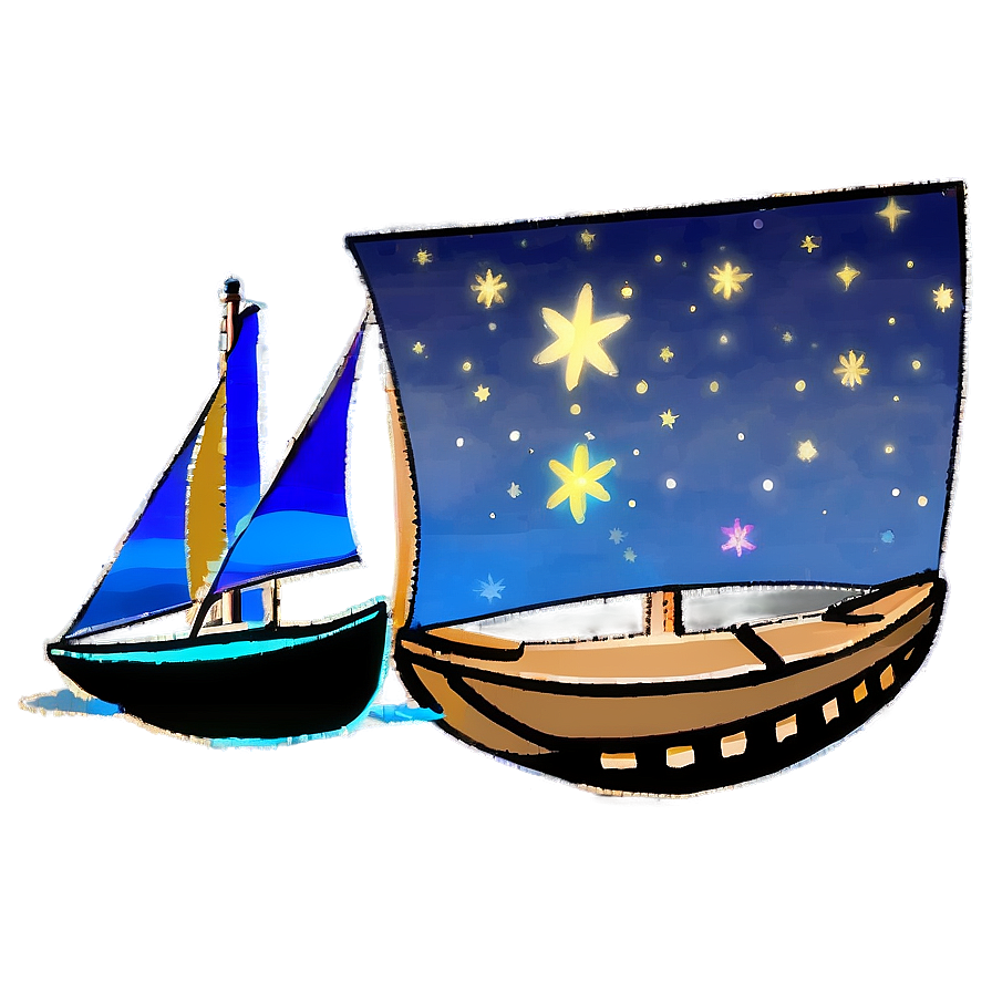 Sailing Under Starry Sky Png Sac4