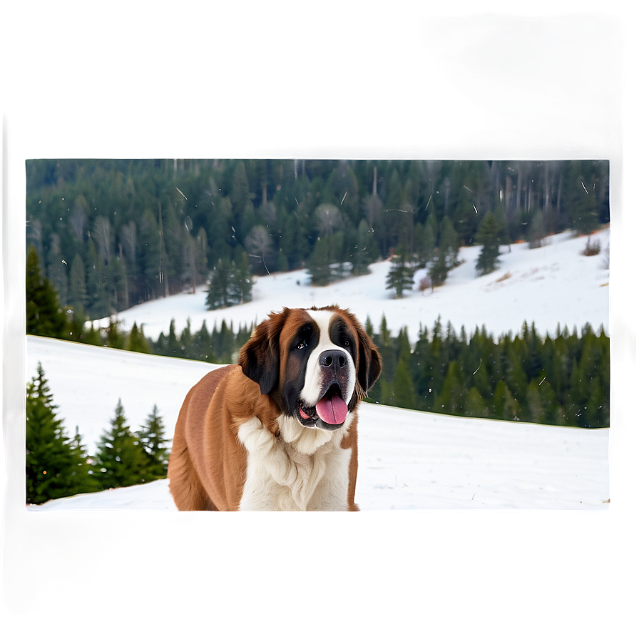 Saint Bernard In Snow Scene Png 6