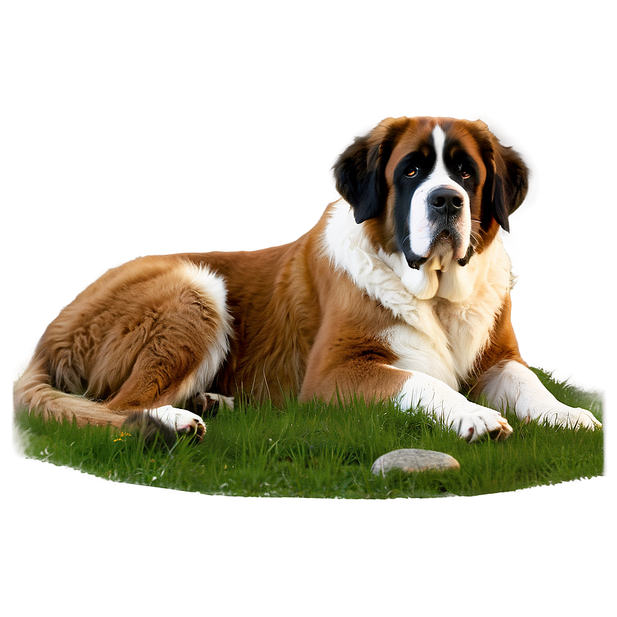 Saint Bernard Lying In Grass Png 66