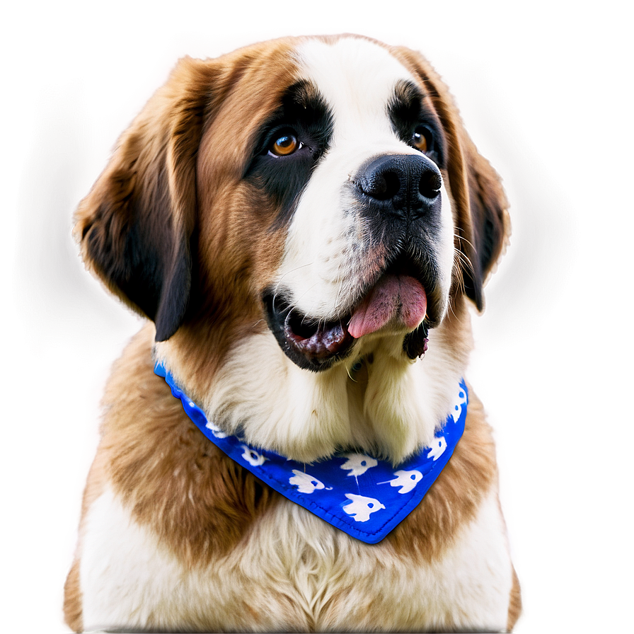 Saint Bernard With Blue Bandana Png Sav50