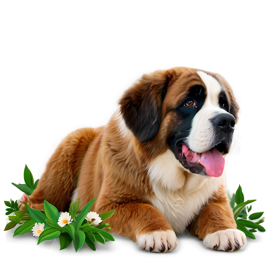 Saint Bernard With Flowers Png 56