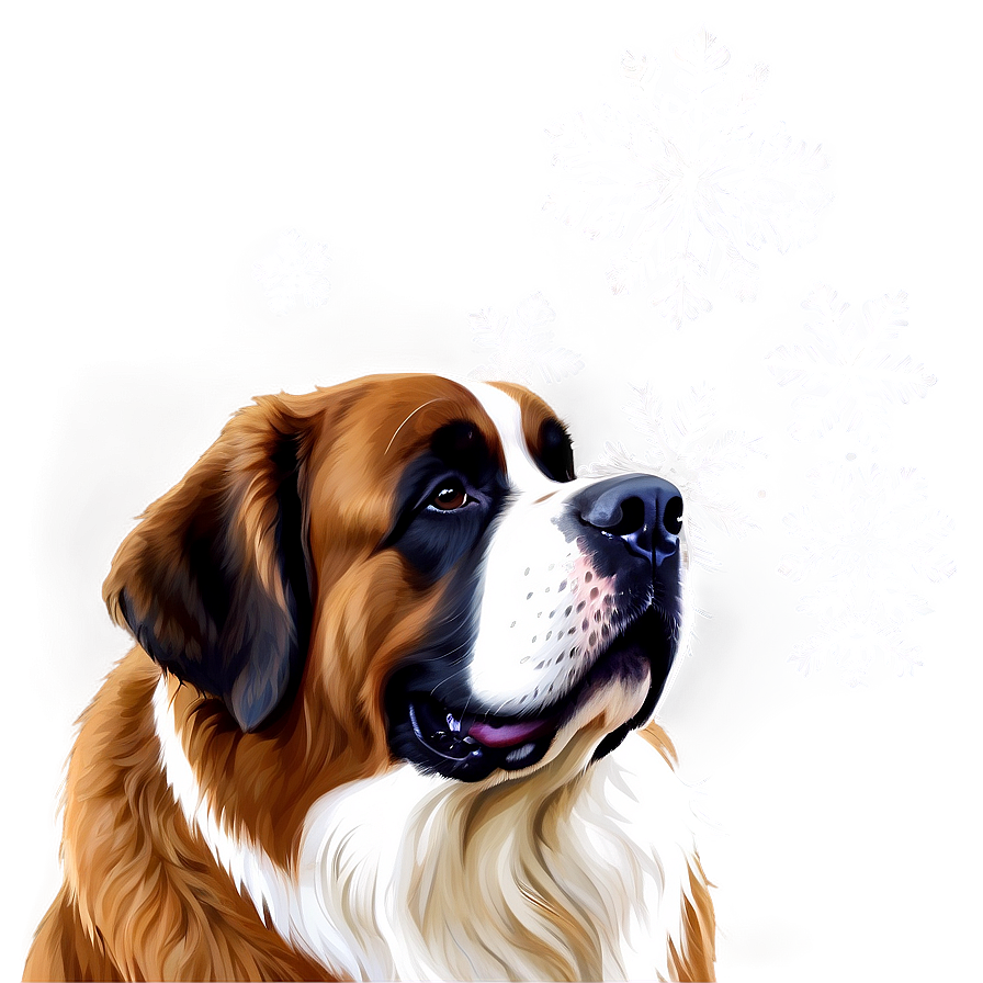 Saint Bernard With Snowflakes Png 33