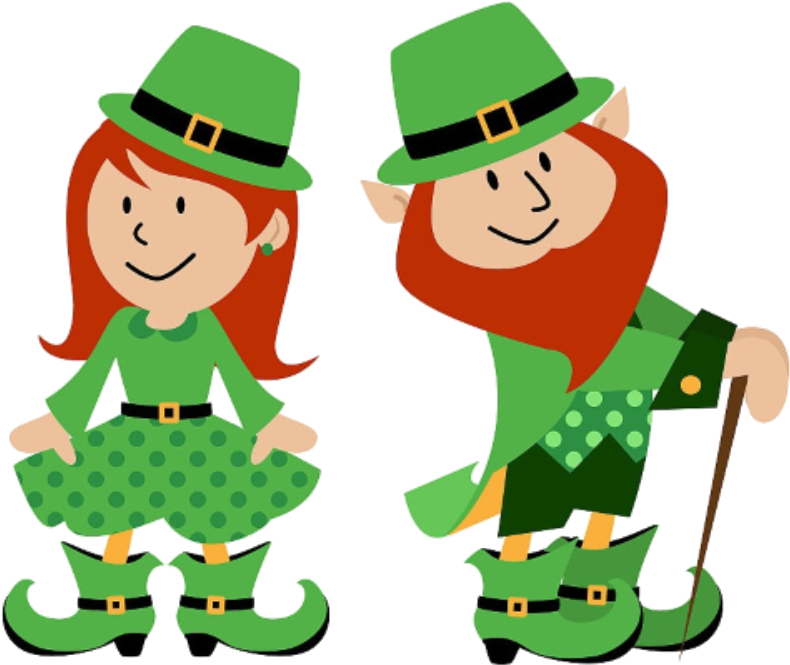 Saint Patricks Day Leprechaun Couple Cartoon